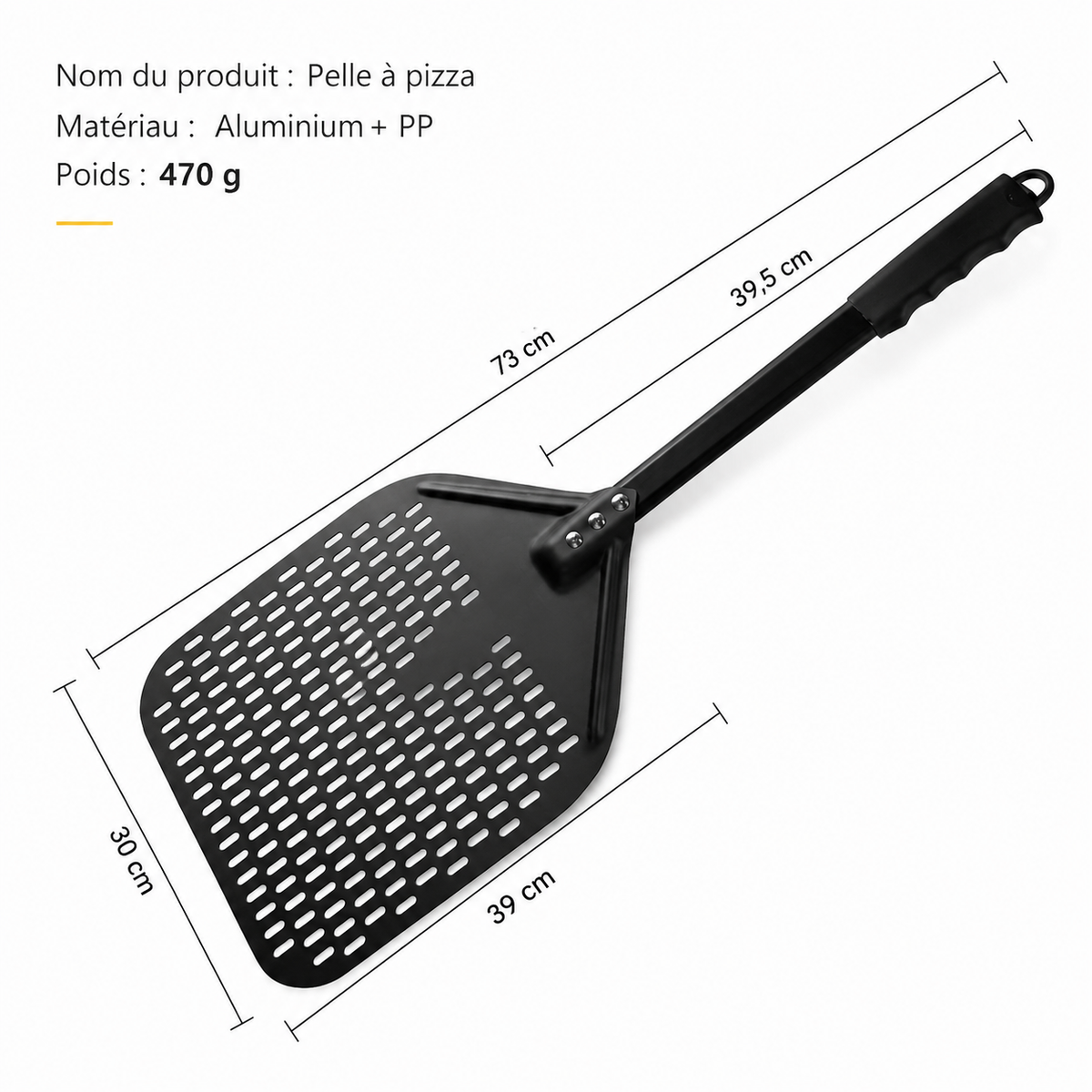 Pelle à Pizza Perforée en Aluminium - Vulcano Lama