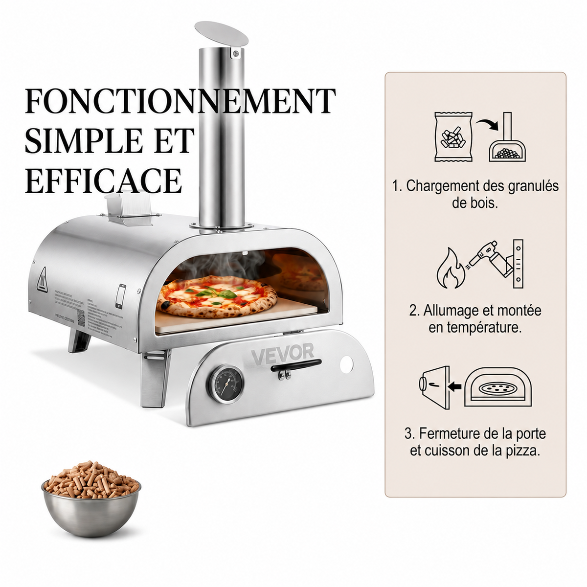 Four à Pizza d'Extérieur Portatif en Inox - Vulcano Classico (12")